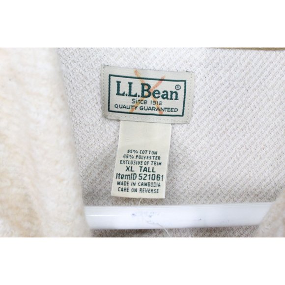 LL Bean Heritage Marled Fleece Pullover Sweater Khaki Heather Size XL Tall - Picture 7 of 11